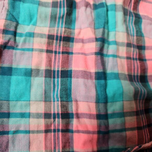 Mossimo Girls Pink Teal Plaid Long Sleeve Shirt Dress, Medium 7/8, Flannel - Picture 4 of 5